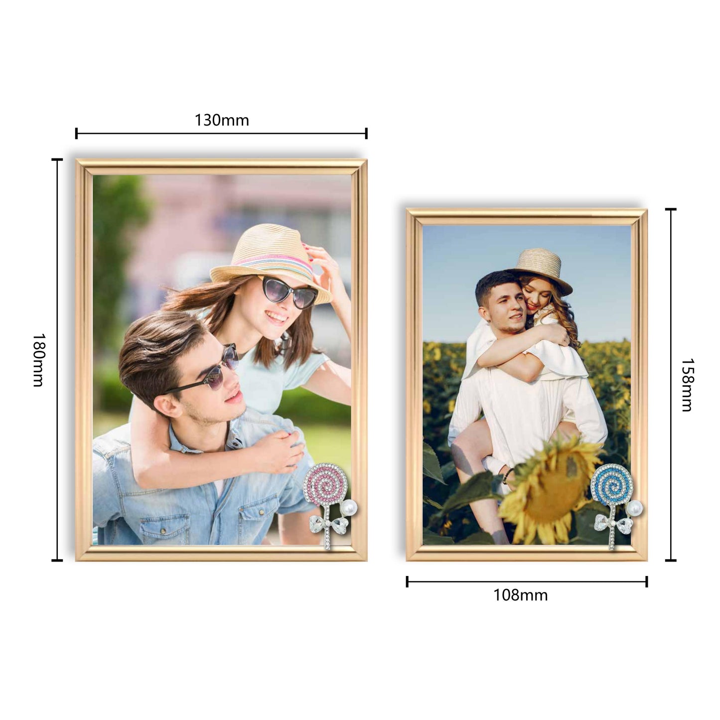 Lollipop Picture Frame Photo Frame Embellished Gift for Wall and Tabletop Display (5x7 Golden, and 4x6, Golden)