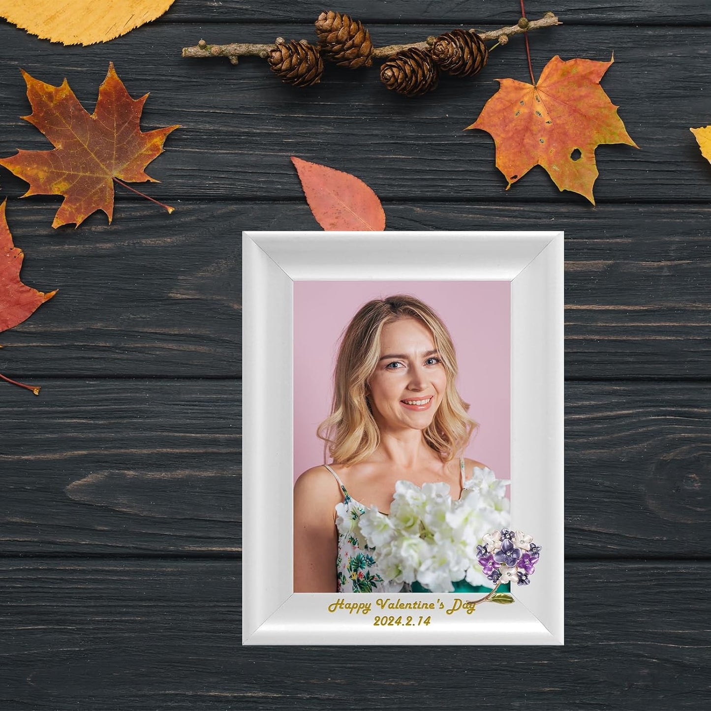 Decoration Ideas For Photo Frames Dotride Custom Picture Frame with a Flower Decoration, Wood Photo Frame with Custom Wooden Carving, Can be engraved with any text you want, suitable for Valentine's Day, Flowers