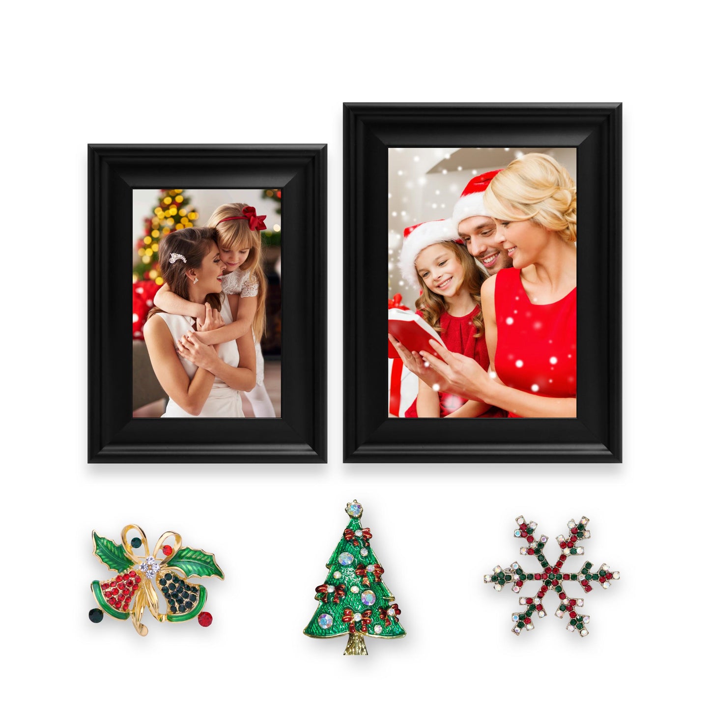 Christmas Picture Frame Photo Frame Embellished Gift for Wall and Tabletop Display (5x7 and 4x6, Black)