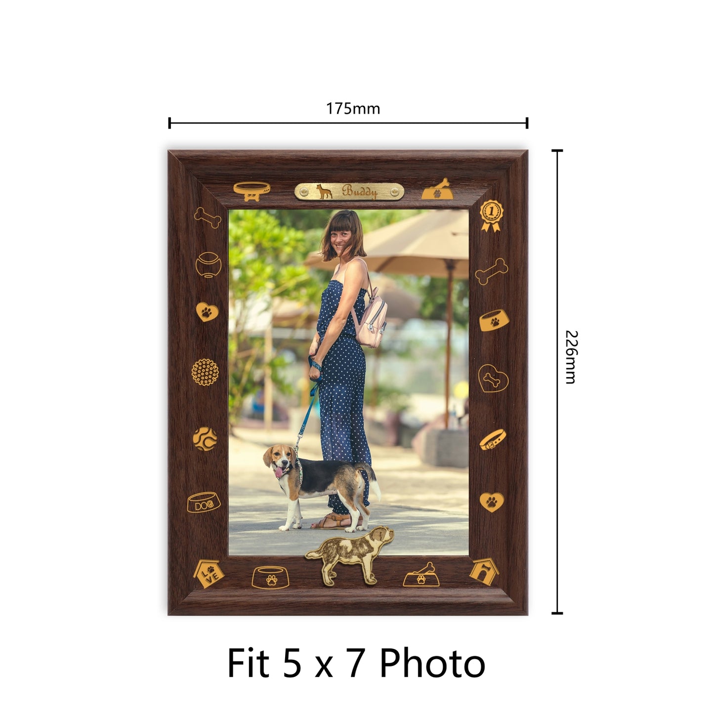 photo frame wall decor Dotride Custom Picture Frame, Wood Photo Frame with Custom Wooden Carving, Can be engraved with any text you want, suitable for Suitable for Various Themes, Golden Retriever