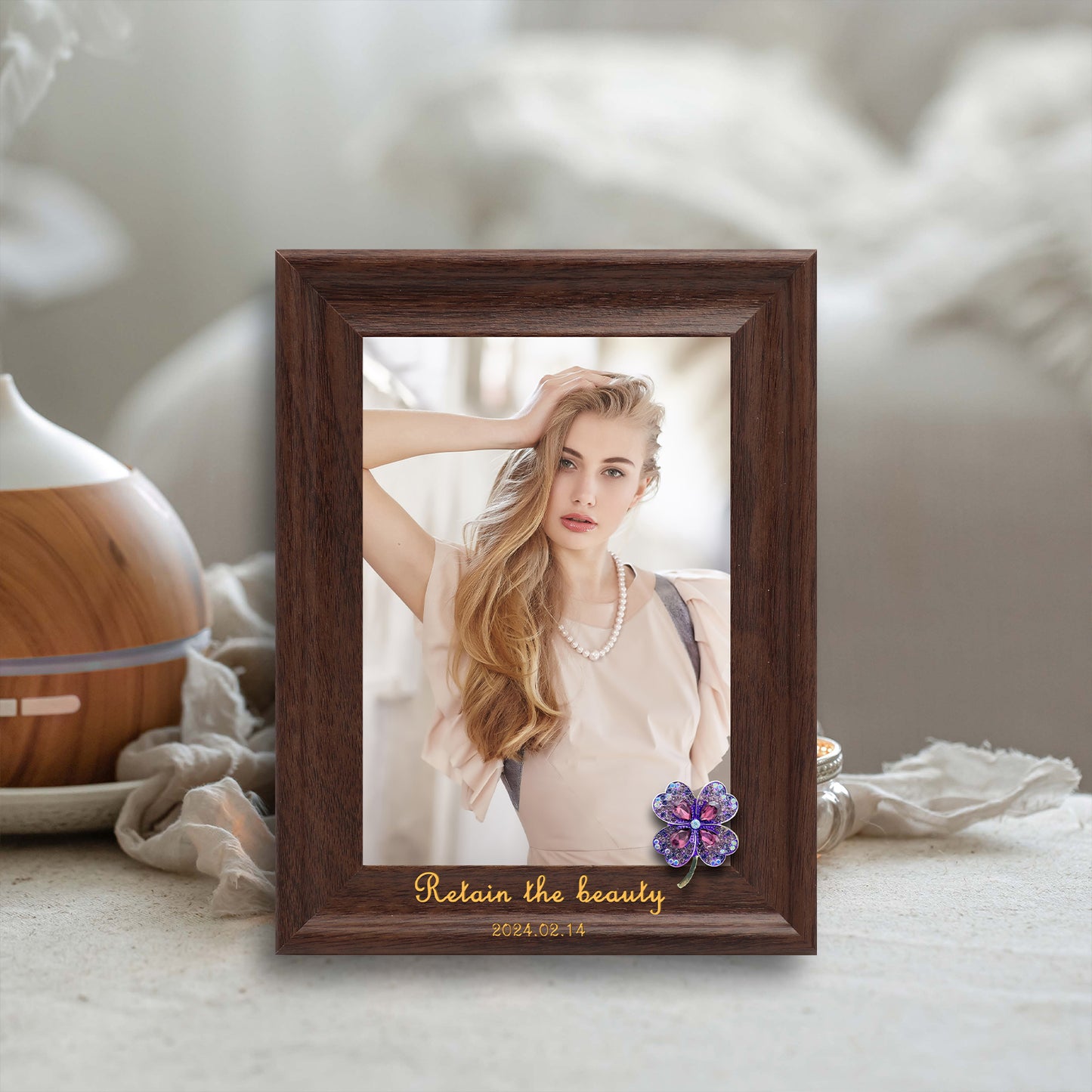 Decorating Photo Frames Ideas Dotride Custom Picture Frame, Wood Photo Frame with Custom Wooden Carving, Can be engraved with any text you want, suitable for Suitable for Various Themes, Clover Brown