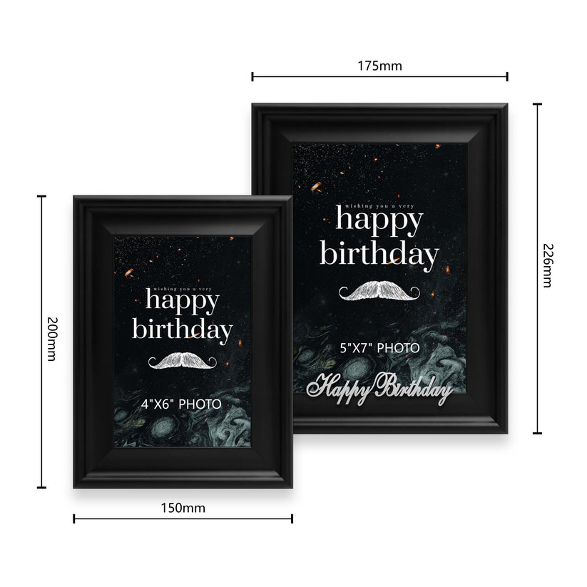 Happy Birthday Picture Frame Photo Frame Embellished Gift for Wall and Tabletop Display (5x7 and 4x6, Black)