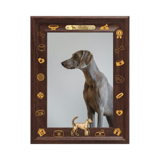 Photo Frame Decoration Dotride Custom Picture Frame, Wood Photo Frame with Custom Wooden Carving, Can be engraved with any text you want, suitable for Suitable for Various Themes, Golden Retriever