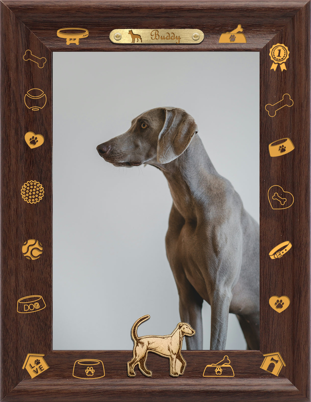 Photo Frame Decoration Dotride Custom Picture Frame, Wood Photo Frame with Custom Wooden Carving, Can be engraved with any text you want, suitable for Suitable for Various Themes, Golden Retriever