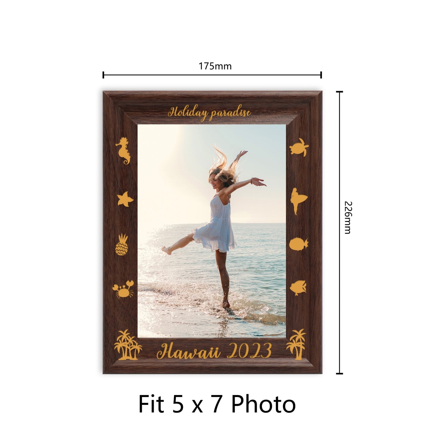 Decoration For Photo Frame Dotride 5x7 Custom Picture Frame, Black Paris Theme Photo Frame, Customizable Wood Carving Text on the Bottom of the Photo Frame, Perfect for Travel Photos